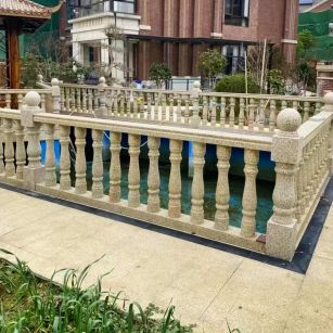 菏泽黄金麻花岗岩石材栏杆，扶手，将军柱，花瓶柱