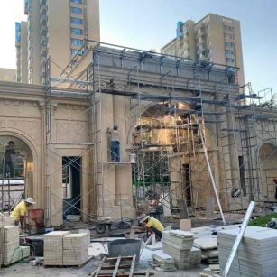 菏泽 黄金麻荔枝面花岗岩小区门楼外墙干挂