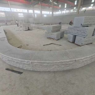 菏泽 芝麻白异形坐凳，自然面光面弧形加工