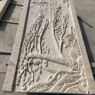 菏泽 黄金麻雕刻板浮雕迎客松