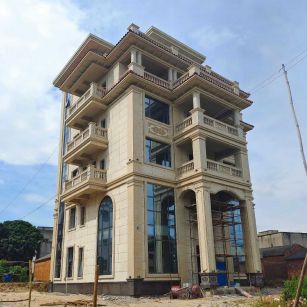 菏泽 黄金麻花岗岩石材别墅外墙干挂搭配（雕花栏杆花瓶柱门楼罗马柱）