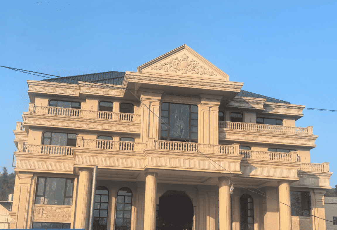 菏泽黄金麻别墅外墙干挂石材效果示例