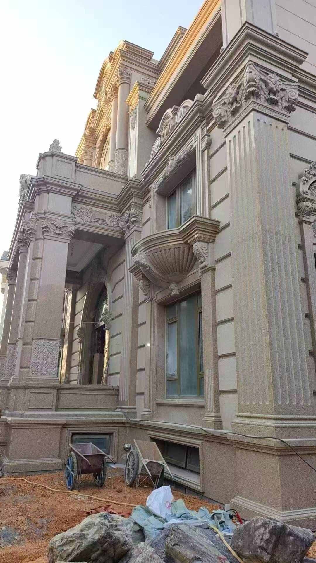 菏泽 黄金麻花岗岩光面别墅外墙干挂施工完成